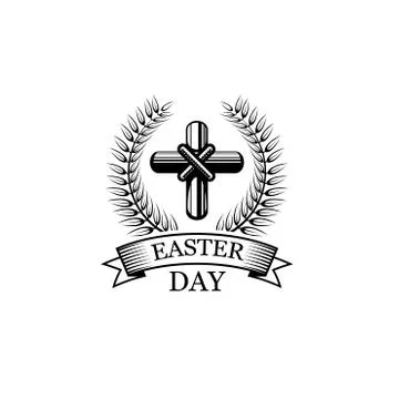 Easter Day crucifix vector religious holiday icon Stock Illustration