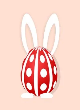 Easter day design. 3d realistic egg bunny. Holiday banner, web poster Stock Illustration