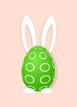 Easter day design. 3d realistic egg bunny. Holiday banner Illustrazione stock