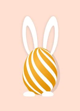 Easter day design. 3d realistic egg bunny. Holiday banner, web poster Stock Illustration