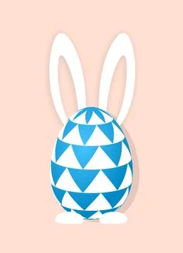 Easter day design. 3d realistic egg bunny. Holiday banner, web poster Stock Illustration
