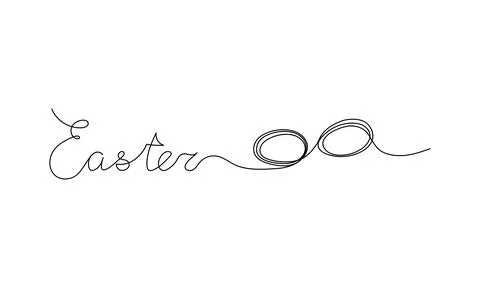 Easter day design. Continuous One Line. Vector illustration for poster, card, Stock Illustration