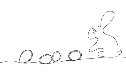 Easter day design. Continuous One Line Easter bunny. Vector illustration for  Stock Illustration