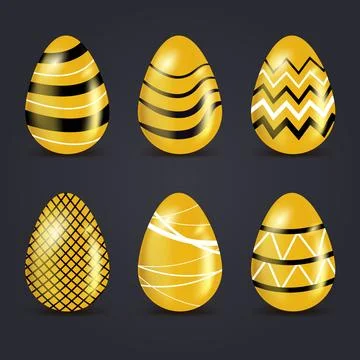 Easter day golden egg collection concept Stock Illustration