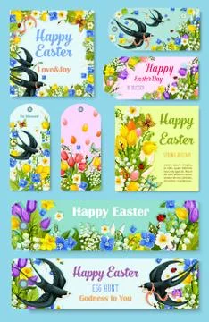 Easter Day greeting tag, label and poster set Stock Illustration