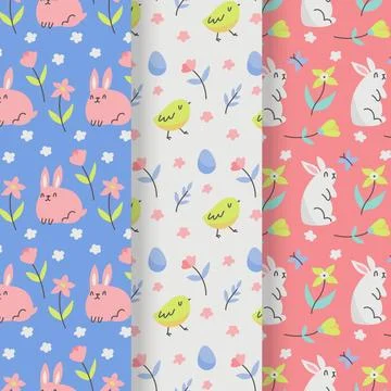 Easter day pattern collection with bunny Stock Illustration