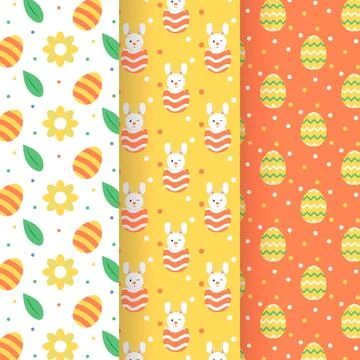 Easter day pattern collection in flat design Stock Illustration