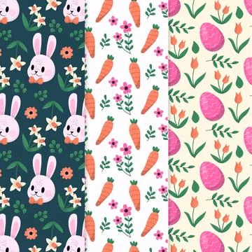 Easter day pattern collection in hand drawn Stock Illustration