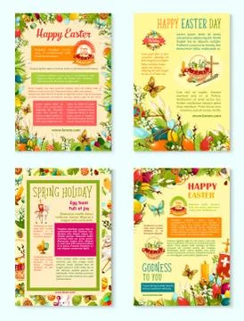 Easter Day, Spring Holidays poster template set Illustrazione stock