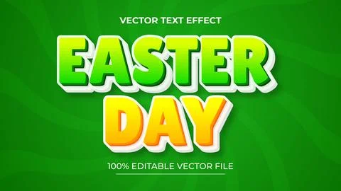 Easter Day text effect editable 3d vector realistic Stock Illustration