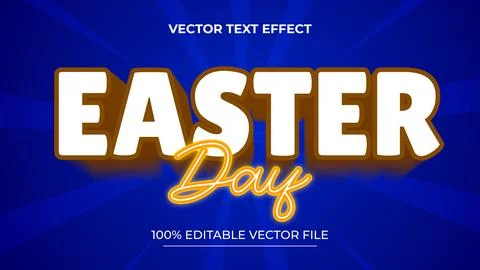 Easter Day text effect editable 3d vector realistic Stock Illustration