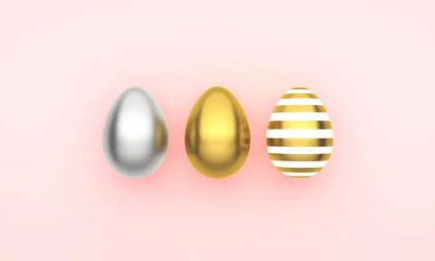 Easter decor with eggs, pastel background. Happy Easter card. 3d rendering Stock Illustration