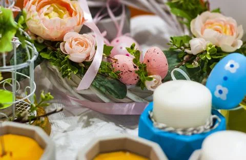 Easter decor for the interior. Decorations for the Easter holiday. happy East Stock Photos