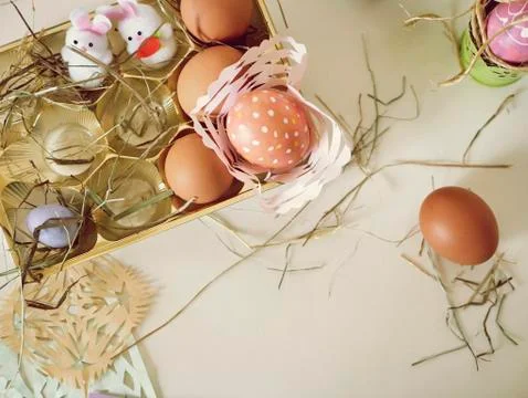 Easter decor on a light background Stock Photos