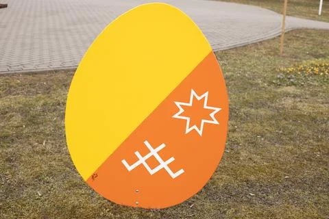 Easter decor in the nature park. Stock Photos