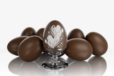 Easter. Decorated chocolate eggs - 3D Illustration. Illustrazione stock
