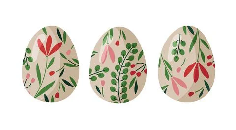 Easter decorated Eggs. Easter eggs with natural decor sketch vector illustration Stock Illustration