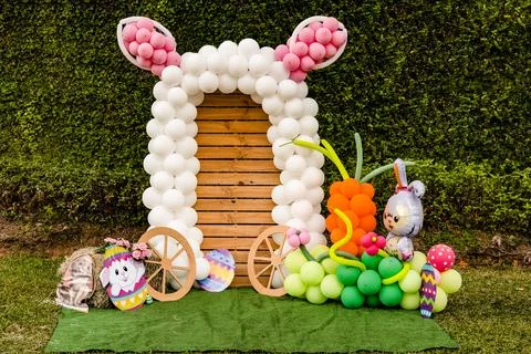 Easter decoration with balloons Stock Photos