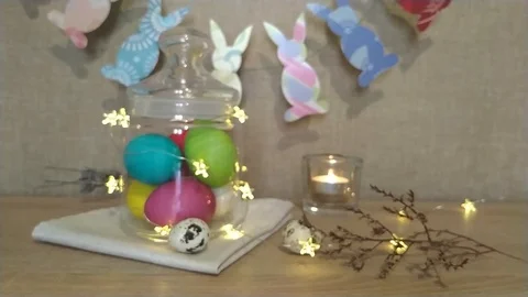 Easter decoration blurred falling feather Stock Footage 104978552