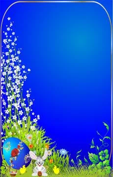 Easter decoration with Easter eggs and the hare, Stock Illustration