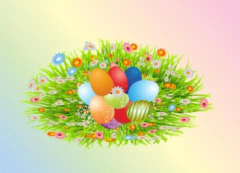 Easter decoration with Easter eggs Stock Illustration