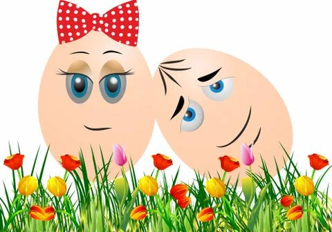 Easter decoration with Easter eggs, Stock Illustration