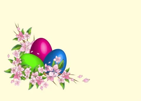Easter decoration with Easter eggs Stock Illustration
