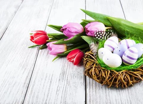 Easter decoration with eggs Stock Photos