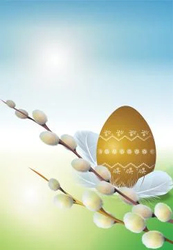 Easter decoration. springtime easter theme with easter egg, floral elements a Stock Illustration