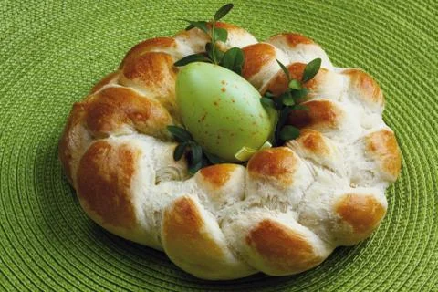 Easter decoration - sweet braided bread, homemade Stock Photos