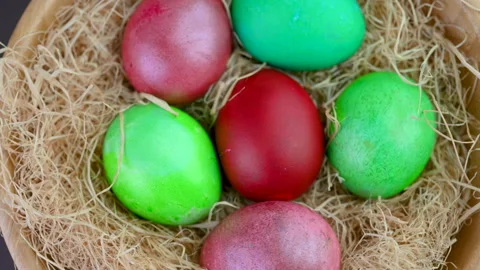 Easter decoration on table. Stock Footage 148370629