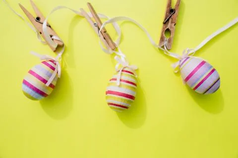 Easter decoration,Easter party decoration elements. Eggs garland.Greeting card Stock Photos