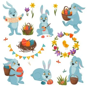 Easter Decorations Big Set Stock Illustration