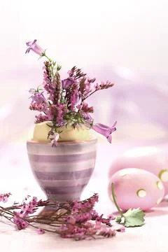 Easter decorations with flowers Stock Photos