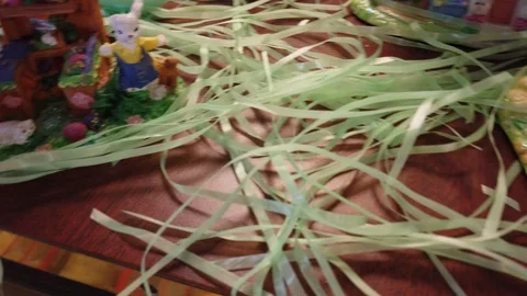 Easter Decorations On Table Panorama Stock Footage 121590821