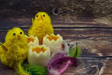 Easter decorative composition in vintage style Stock Photos