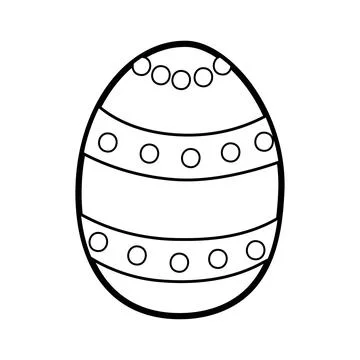 Easter decorative egg coloring page for kids. Black and white activity page for Stock Illustration