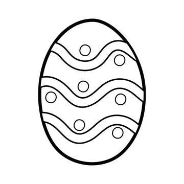 Easter decorative egg coloring page for kids. Black and white activity page Stock Illustration