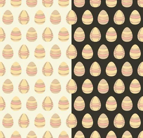 Easter decorative eggs seamless pattern. Doodle line, pastel colored Stock Illustration