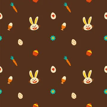 Easter decorative elements pattern seamless brown color. Use for fabric, prin Stockillustratie