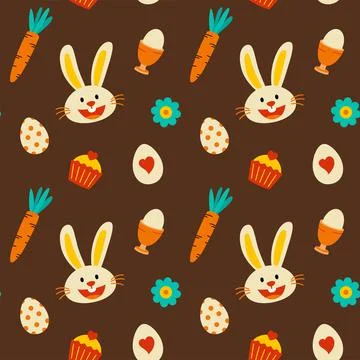 Easter decorative elements pattern seamless brown color. Use for fabric, prin 스톡 일러스트