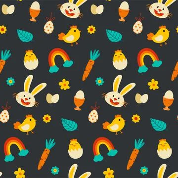 Easter decorative elements pattern seamless. Use for fabric, print, textile,  Illustrazione stock