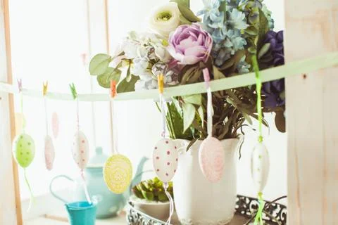 Easter decortaions interior Stock Photos