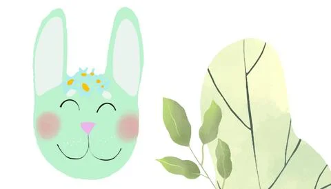 Easter design with cute banny and text, hand drawn illustration Illustrazione stock