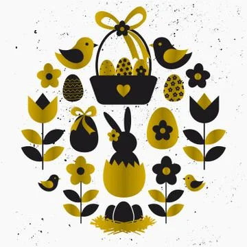 Easter Design Elements Collection 스톡 일러스트