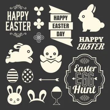 Easter design elements include headline Illustrazione stock