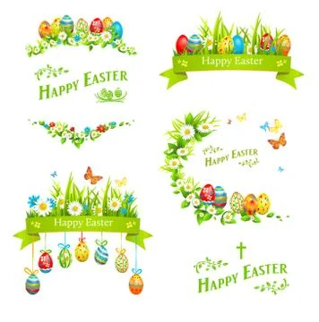 Easter design elements set Stockillustratie