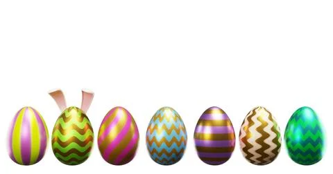 Easter different shiny eggs in a row, in a line Stock Illustration