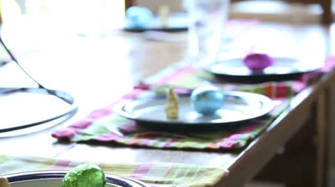 Easter dinner table and decorations Stock Footage 22920823