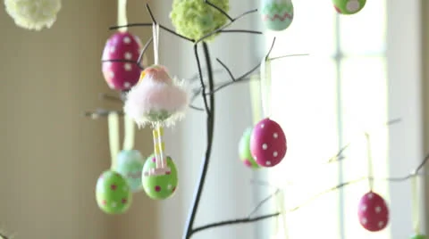 Easter dinner table and decorations Stock Footage 22920900